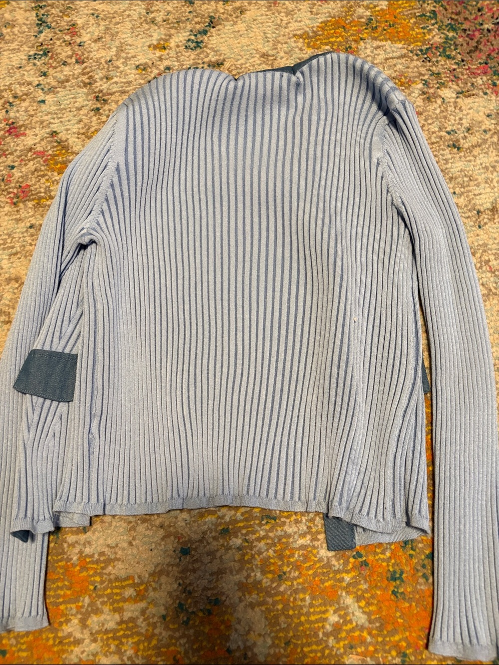 Chic Blue Ribbed Button-Front Cardigan - Picture 3 of 4